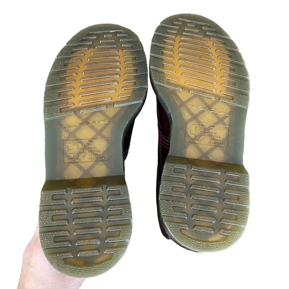 Dr Martens Lace Up Boots 1460 Vegan Cherry Red Oxford Rub Off Wine - Picture 7 of 11